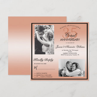 Invitation Coral 35e anniversaire du Mariage Double photo