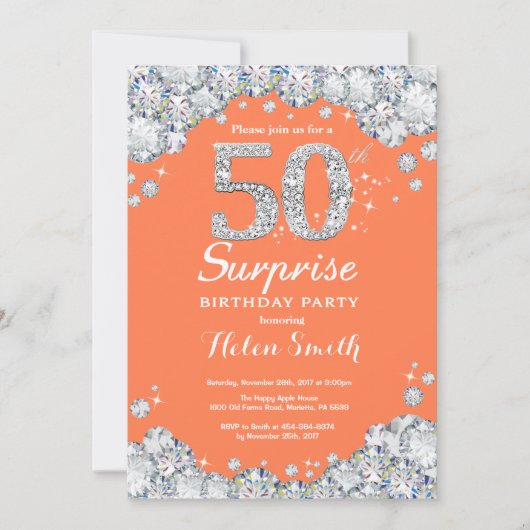 Invitation Coral 50e anniversaire Surprise Silver Diamond (Devant)