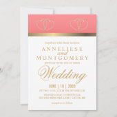 Invitation Coral and Gold Hearts - Invite (Devant)