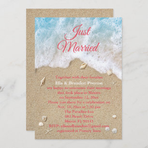 Invitation Coral Beach Waves Juste Marié Post Mariage