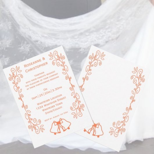 Invitation Coral Bells Scrollwork Design Mariage
