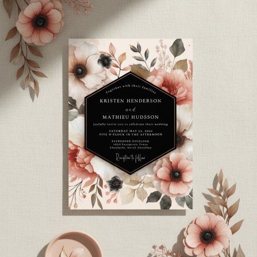 Invitation Coral Bloom Ethereal Wedding