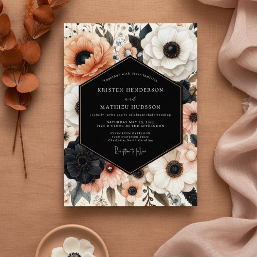 Invitation Coral Bloom Opulent Wedding