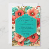 Invitation Coral Bloom Romance Wedding (Devant)