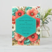 Invitation Coral Bloom Romance Wedding (Debout devant)