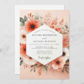 Invitation Coral Bloom Romance Wedding (Devant / Derrière)