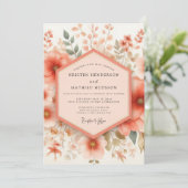 Invitation Coral Bloom Wedding (Debout devant)