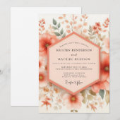 Invitation Coral Bloom Wedding (Devant / Derrière)