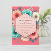Invitation Coral Bloom Whimsy Wedding (Debout devant)