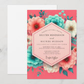 Invitation Coral Bloom Whimsy Wedding (Devant / Derrière)