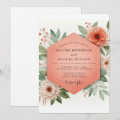 Invitation Coral Bloom Whimsy Wedding (Devant / Derrière)