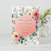 Invitation Coral Botanical Whimsy Wedding (Debout devant)