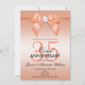 Invitation Coral Bow & Ruban 35e Anniversaire de Mariage (Devant)