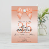 Invitation Coral Bow & Ruban 35e Anniversaire de Mariage (Debout devant)