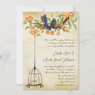 Invitation Coral Cerisier Blossom treillis Mariage de cage à