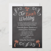 Invitation Coral Chalkboard Script Plage Mariage (Devant)
