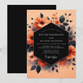 Invitation Coral Charcoal Vesper Wedding (Devant / Derrière)