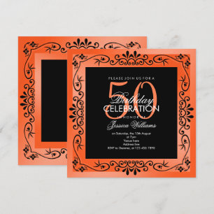 Invitation Coral Chic Cadre Décoratif 50e Anniversaire