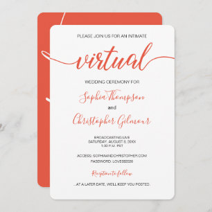 Invitation Coral Chic Simple Personnalisé VIRTUEL Mariage VIR