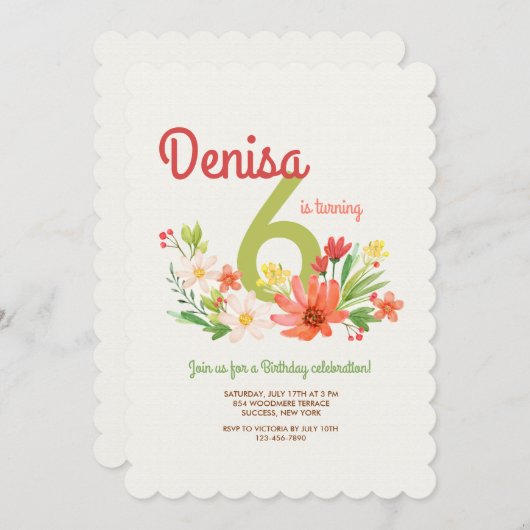 Invitation Coral Daisies (Devant / Derrière)