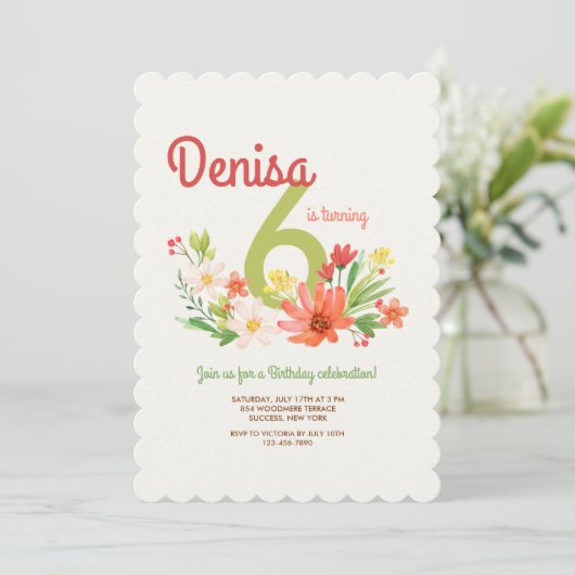 Invitation Coral Daisies (Debout devant)