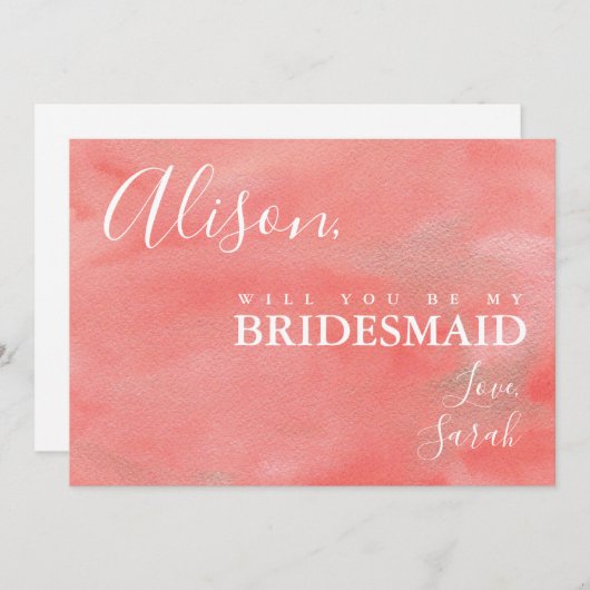 Invitation Coral Dreams Be My Bridesmaid Proposition Card (Devant / Derrière)