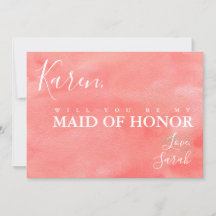 Coral Dreams Be My Maid of Honor Proposition Card