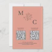 Invitation Coral du désert Élégant moderne QR Code Mariage (Dos)