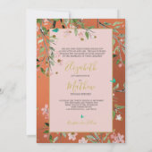 Invitation Coral Elegant rose Floral Or Chinoiserie (Dos)