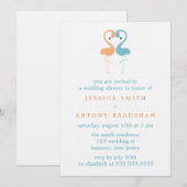 Invitation Coral et Aqua Flamants roses Couples Wedding showe (Devant / Derrière)