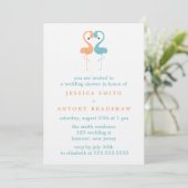 Invitation Coral et Aqua Flamants roses Couples Wedding showe (Debout devant)