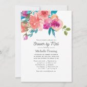 Invitation Coral et Fandango Floral Douche par la poste (Devant)