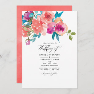 Invitation Coral et Fandango Floral Mariage Photo