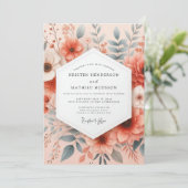 Invitation Coral Ethereal Bloom Wedding (Debout devant)