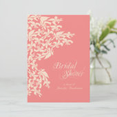 Invitation Coral Fancy Fleur de Lis Damask Fête de l'mariée (Debout devant)