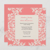 Invitation Coral Fleur de Lis Mariage moderne (Devant / Derrière)