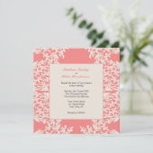 Invitation Coral Fleur de Lis Mariage moderne (Debout devant)
