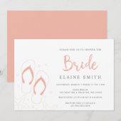 Invitation Coral Flip Flops Summer Beach Fête des mariées (Devant / Derrière)