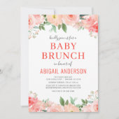 Invitation  Coral Floral Baby Brunch Peach Aquarelle   (Devant)