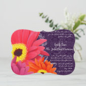 Invitation Coral Fuchsia Eggplant Gerber Daisy Mariage (Debout devant)