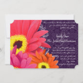Invitation Coral Fuchsia Eggplant Gerber Daisy Mariage (Devant)