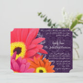 Invitation Coral Fuchsia Eggplant Gerber Daisy Mariage (Debout devant)