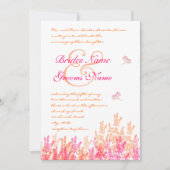 Invitation Coral & Fuchsia Flower Butterfly Wedding Invite (Devant)