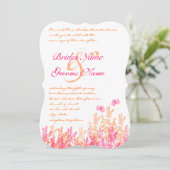 Invitation Coral & Fuchsia Flower Butterfly Wedding Invite (Debout devant)