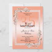 Invitation Coral Gem & Glitter 35e Anniversaire de Mariage  I (Devant)