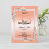 Invitation Coral Gem & Glitter 35e Anniversaire de Mariage  I (Debout devant)
