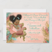 Invitation Coral Gold Mint Ribbons verts Bows Diamonds Pearl (Devant)