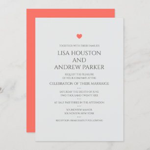 Invitation Coral Heart Mariage