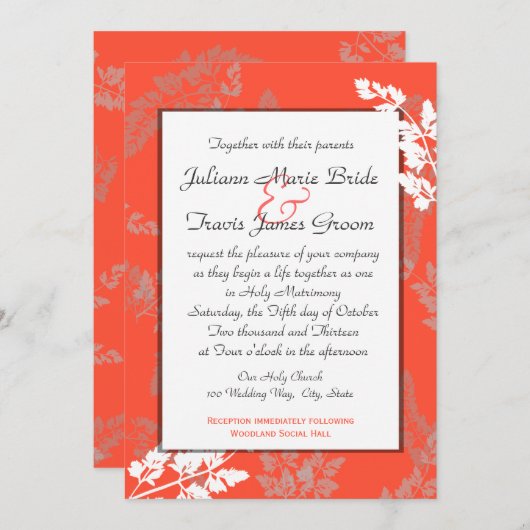 Invitation Coral Lace Rustique Mariage (Devant / Derrière)