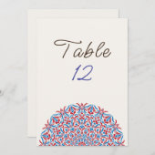 Invitation Coral Marble Stone Mandala Wedding Table Number (Devant / Derrière)